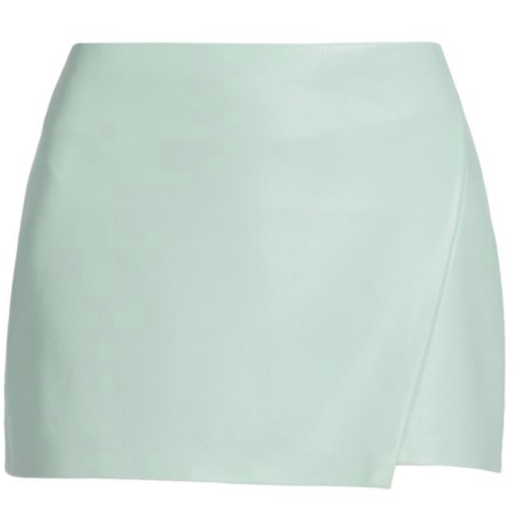 Alice and Olivia Lilia Vegan Leather Skirt NEW W TAGS Size 6 Powder Green
